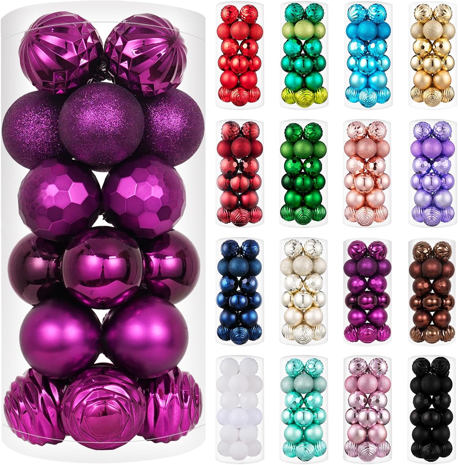Ornaments - XmasExp 24ct Christmas Ball Ornaments Shatterproof Xmas Tree Hanging Balls Decorations for Halloween Decorations Holiday Christmas Decor(2.36
