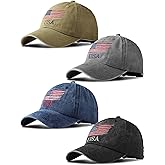 ROLVNHTV 4 Pieces USA Flag Hat American Patriotic Baseball Cap Tactical Hat for Men Adjustable Cotton Dad Hat Women Teens