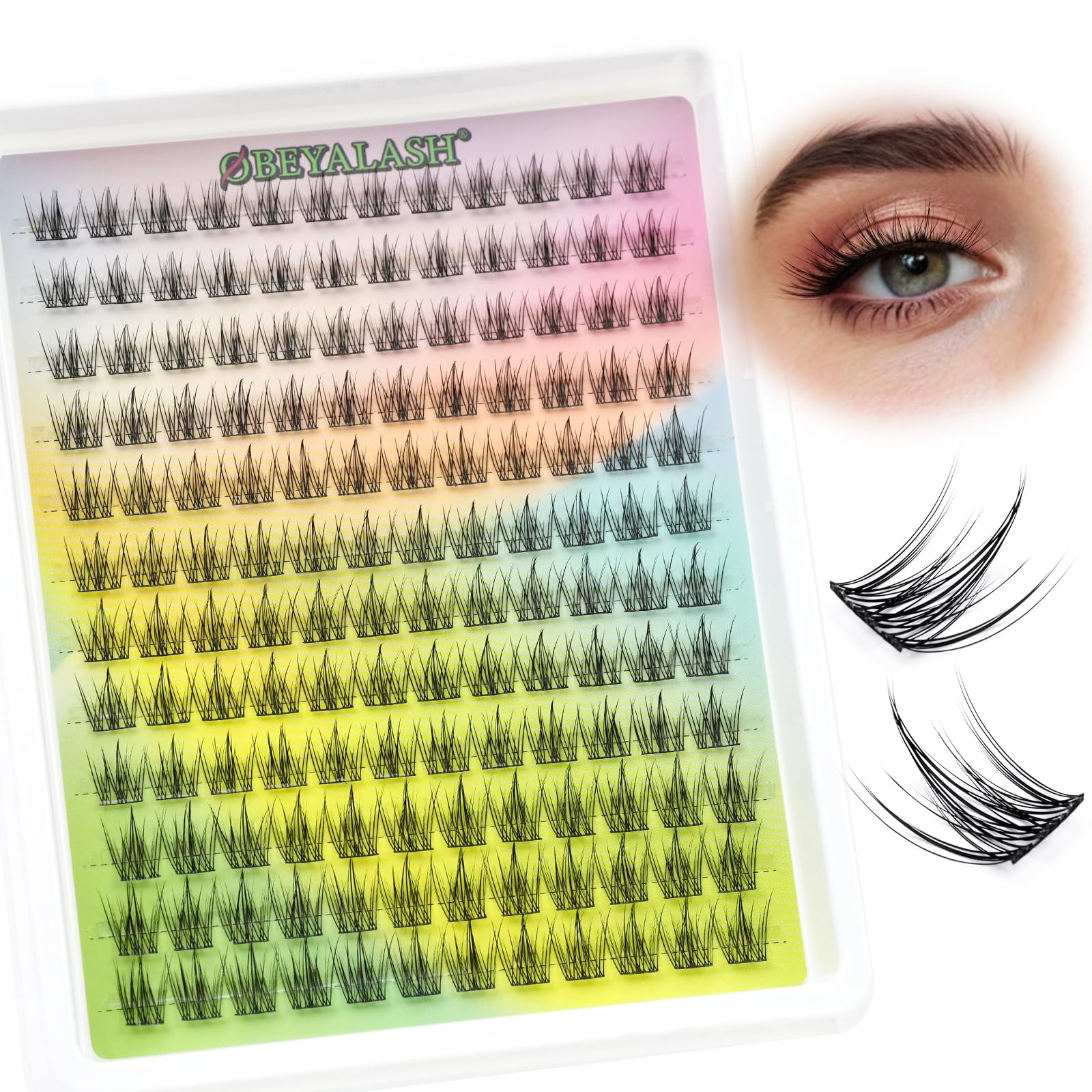 Obeyalash Natural False Eyelashes Extension 144 Pieces C Curl False Eyelashes Individual 10-13 mm Natural Cluster Lashes