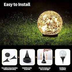 JKIMK Solar Globe Lights Outdoor Waterproof-Solar
