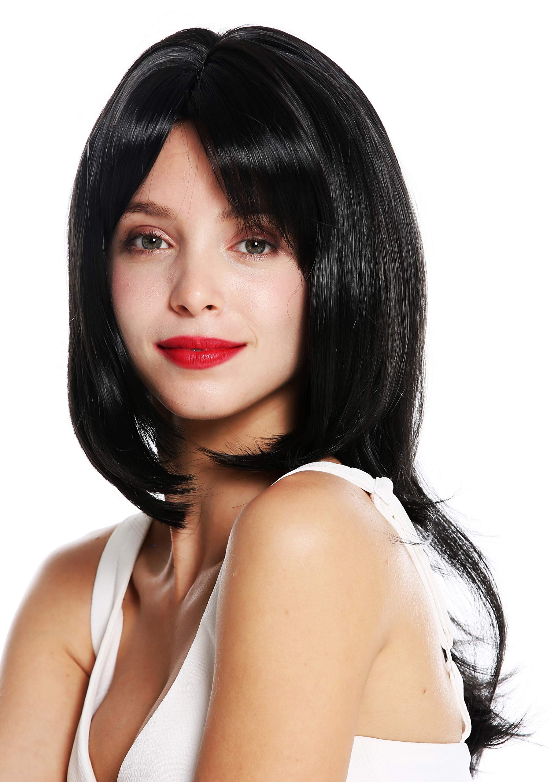 WIG ME UP - VK-28-1B quality women's wig medium length layered sleek waved tips black