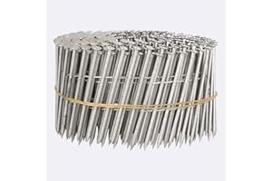 LiGuVCY Stainless Steel Siding Nails - 2x0.09 Ring Shank 15 Degree Coils, 3600 Count Small Cap Coil Roofing Ring Shank Siding Nails for Siding and Fencing, Etc
