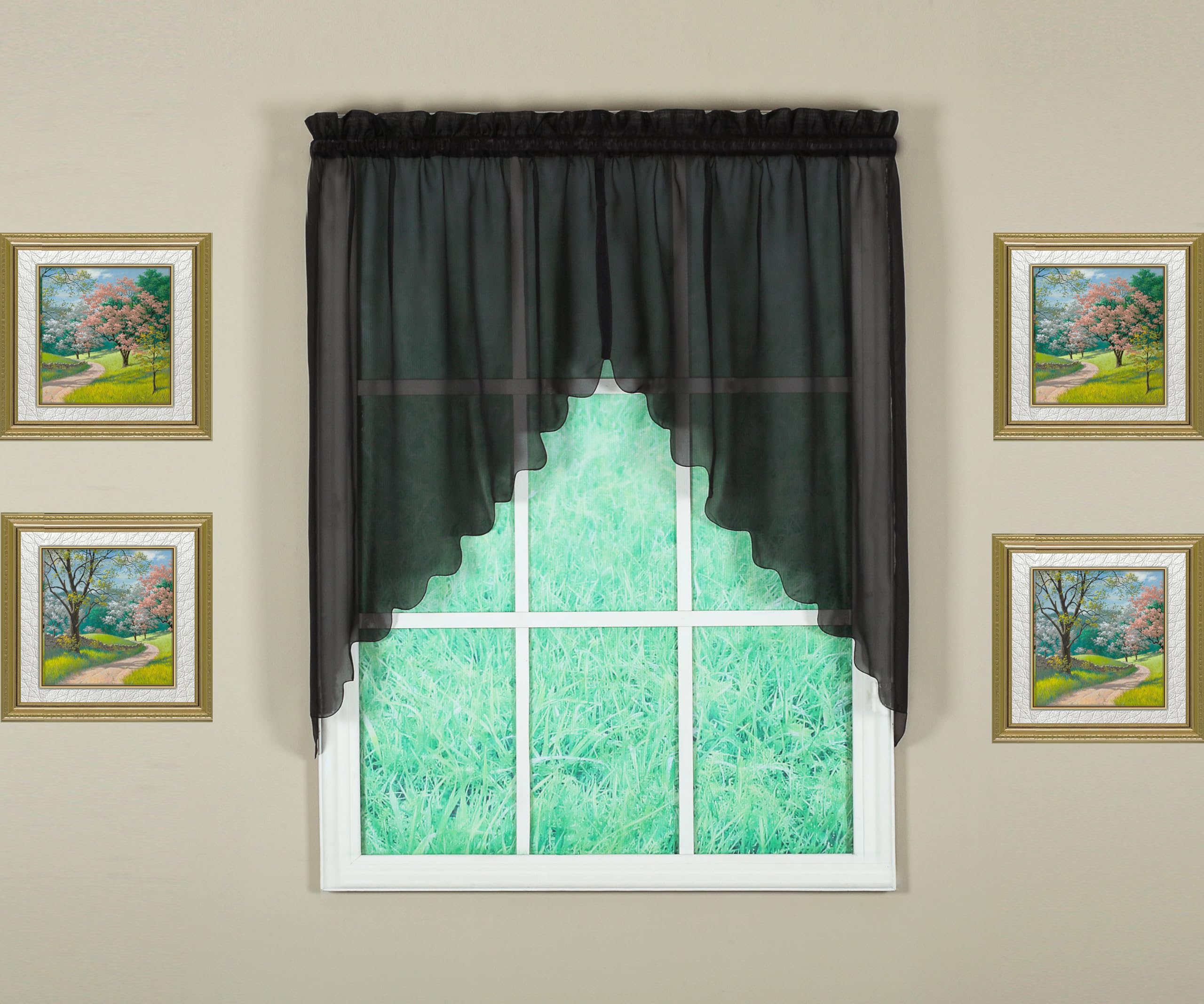 Today's Curtain Emelia Original Voile Swag Pair 38", Black, 60" W x 38" L — image 1