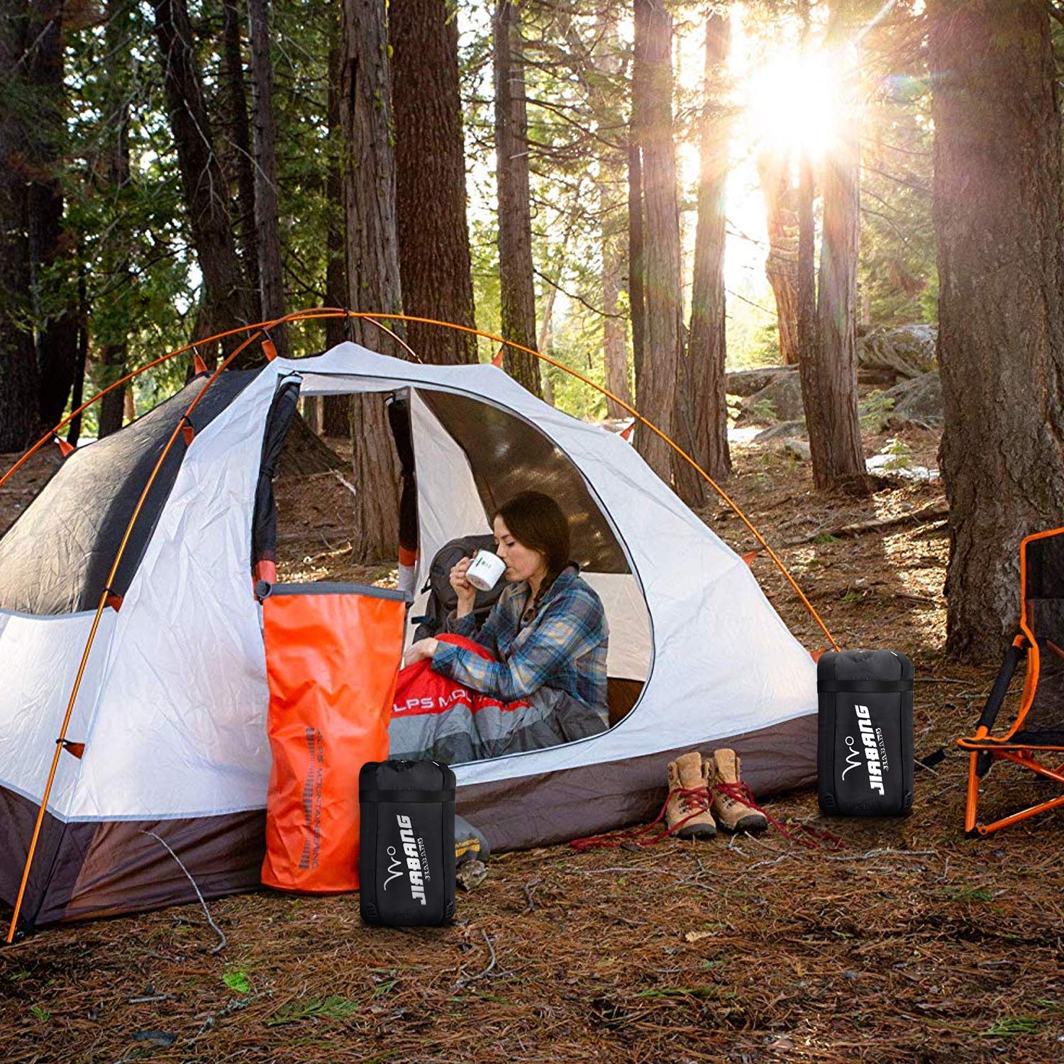 jiabang 1.5 KG Sleeping Bags for Adults 3-4 Seasons Camping-Extra Large Warm Lightweight Mummy Sleeping Bag with Compression Sack Ideal Gear for Hiking Backpacking