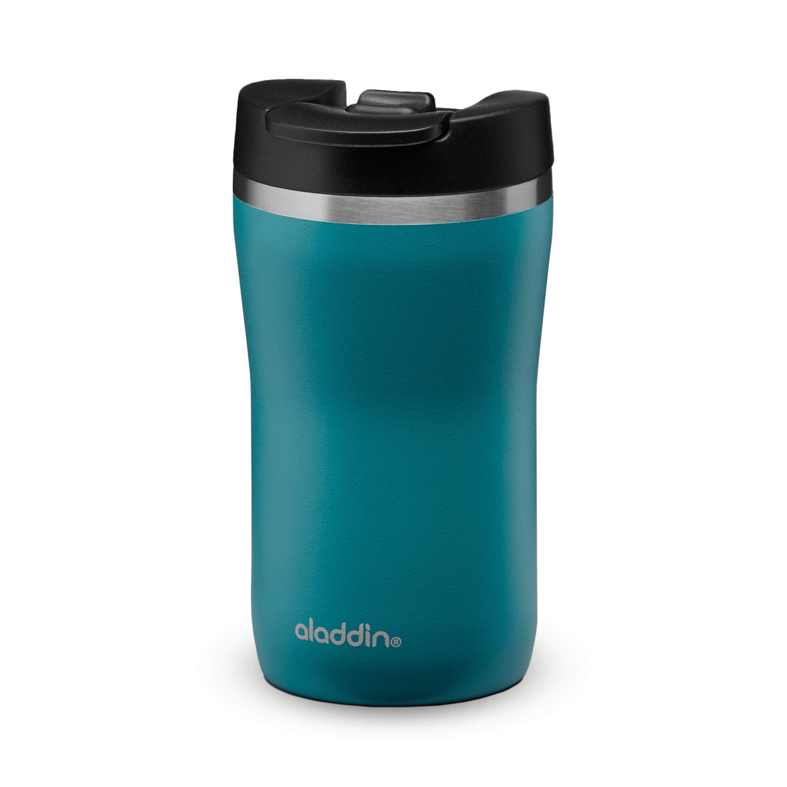 Aladdin Barista Café Thermavac Leak-Lock Stainless Steel Thermos Travel Mug for Hot Drinks 0.25L Aqua Blue – Keeps Hot for 2.5 Hours - BPA-Free Reusable Coffee Cups - Leakproof - Dishwasher Safe