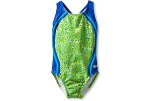 Speedo Big Girls' Leopard Love Sport Splice One Piece Swimsuit