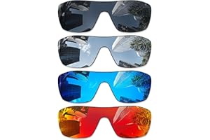 Combine8 4 Pieces Ploarized Replacement Lenses for Oakley Batwolf OO9101 Sunglasses - Black + Silver Titanium + Ice Blue + Fire Red