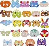 Heveer 24 Pack Animal Cardboard Colour-In Masks Kids DIY Graffiti Art Craft view 2