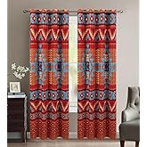 Austin Rustic Western Southwest Native American Thermal Insulation Window Treatment Grommet Curtain Set - Austin Curtains (Brown, Thermal)