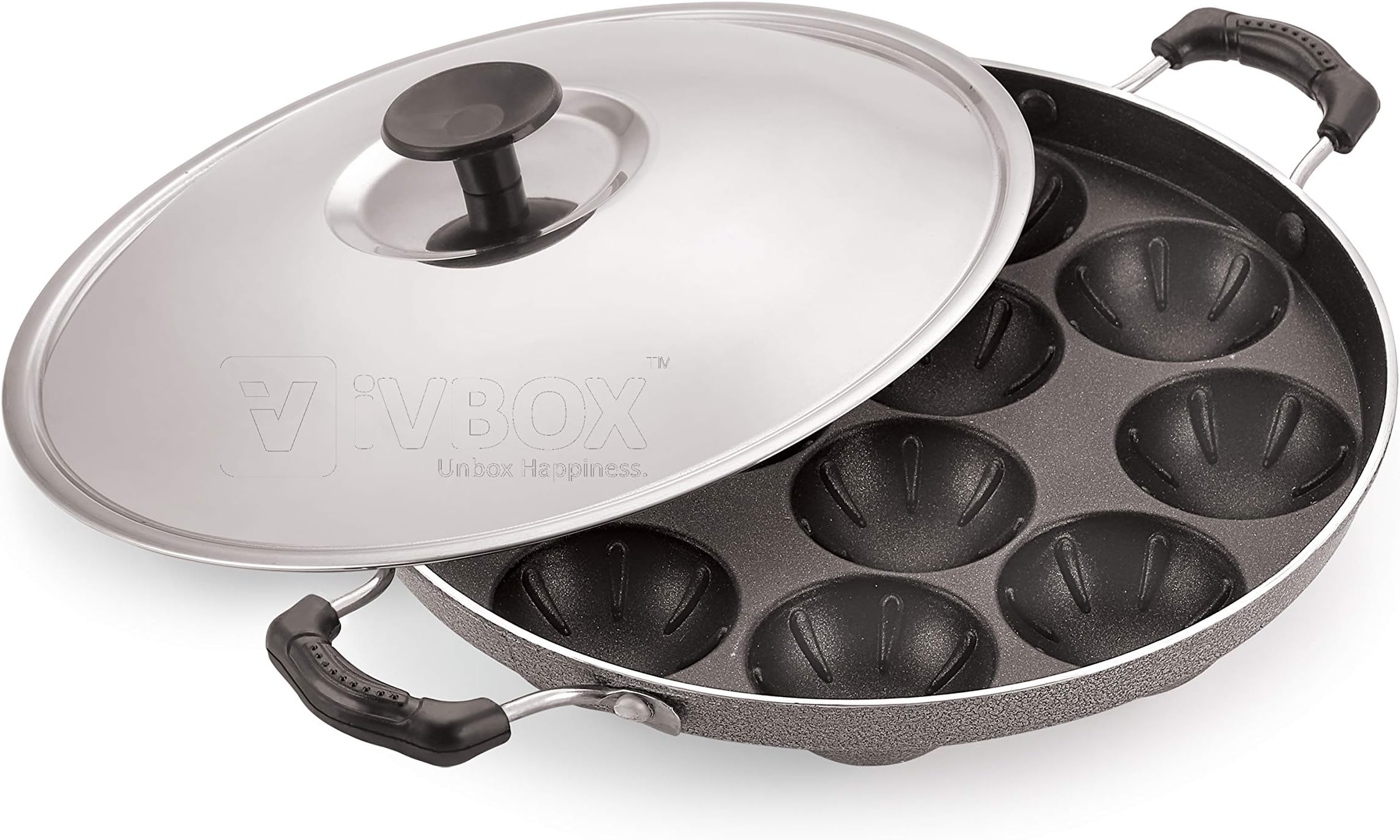 ivbox Non Stick 12 Cavity Aluminium Pan, Black