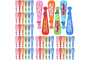 Glimin 60 Pcs 17 Inch Pow Inflatable Baseball Bat Baseball Goodie Bags Favors PVC Blow up Baseball Bat Baseball Party Favors for Boys Kids Sports Theme Birthday Party Supplies Decorations, 6 Colors