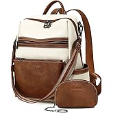 AGLOD Leather Backpack Purse for Women Designer Ladies Shoulder Bag Fashion Faux Work Travel Handbags, beige, brown
