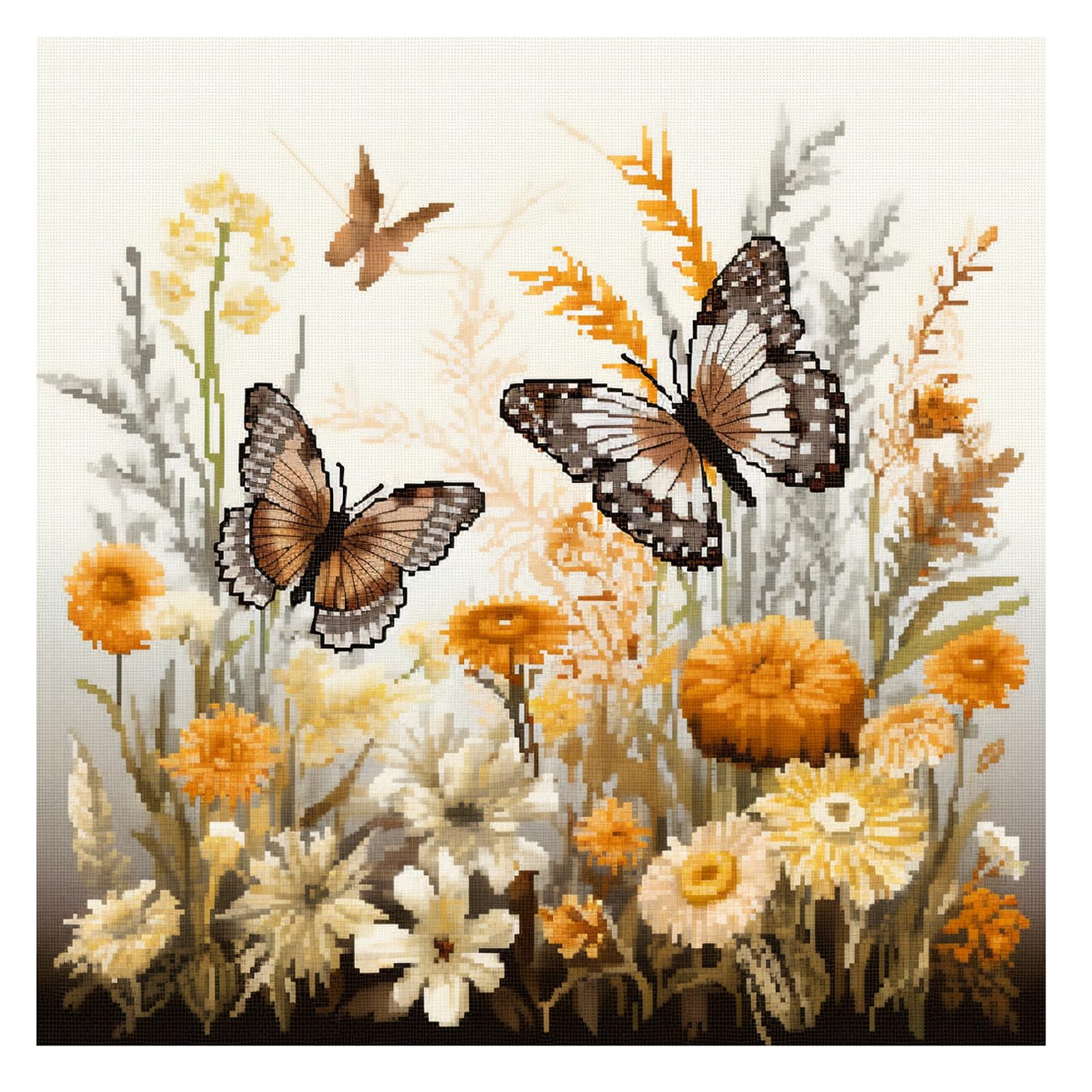 cukol cukol 11ct Cross Stitch, 11 Count Counted Stamped Pre Printed Cross Stitch Embroidery Kits for Adults Beginners Starter Advanced Easy Butterfly Crossstitch Patterns Set Needlepoint 14x14 in