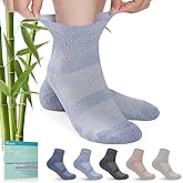 Revosoxs Diabetic Socks for Men Women,5 Pairs Bamboo Viscose Diabetic Ankle Socks for Women,Non-Binding Diabetic Socks 7-9 9-11(Dark-Large)