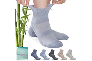 Revosoxs Diabetic Socks for Men Women,5 Pairs Bamboo Non-Binding Diabetic Ankle Socks for Women(Dark-Medium)