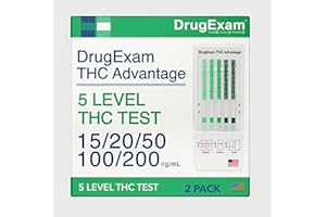 2 Pack - DrugExam THC Advantage Made in USA Multi Level Marijuana Urine Test Kit.Highly Sensitive THC 5 Level Drug Test Kit. Detects at 15 ng/mL, 20 ng/mL, 50 ng/mL, 100 ng/mL and 200 ng/mL (2)