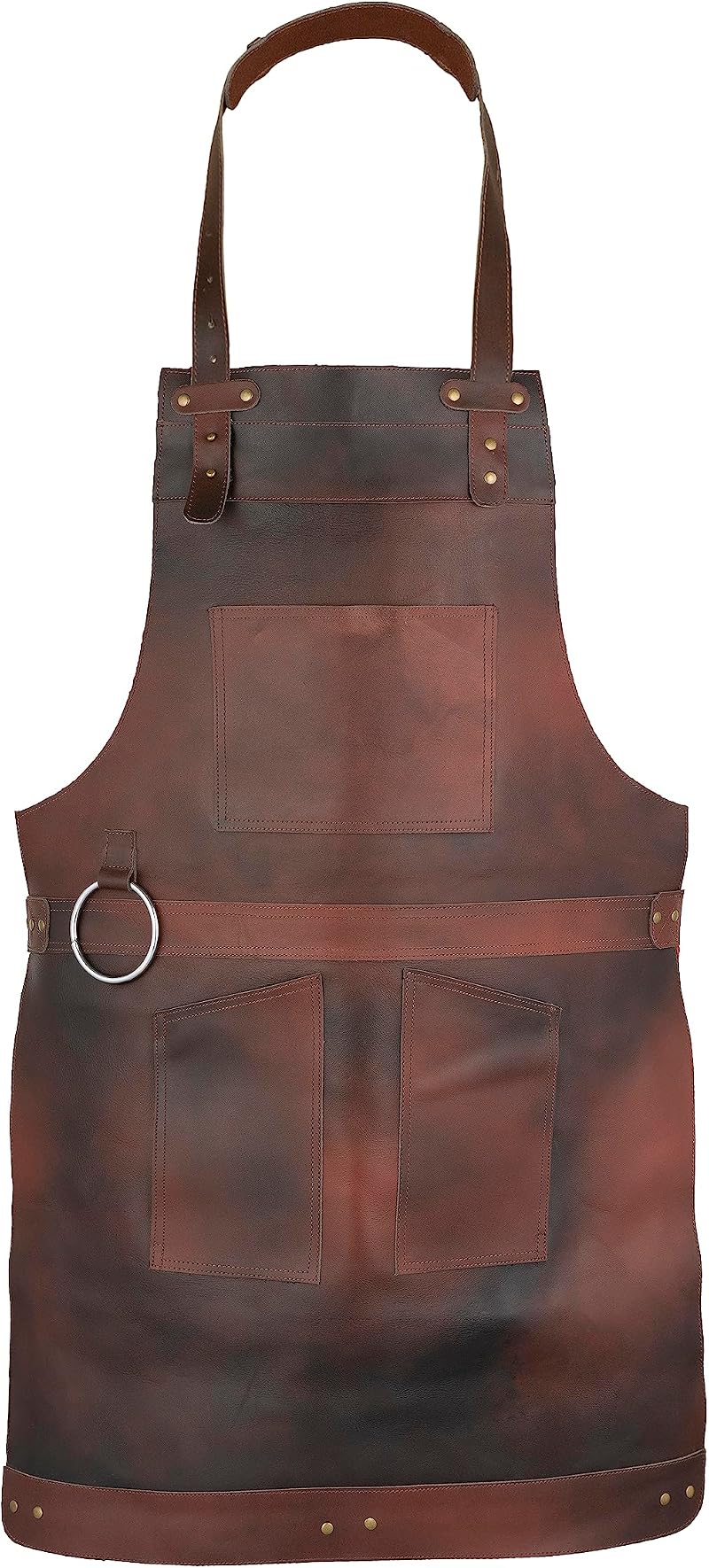 Leathershire Dark Brown Full Grain Leather Work Apron - Butcher Cook BBQ