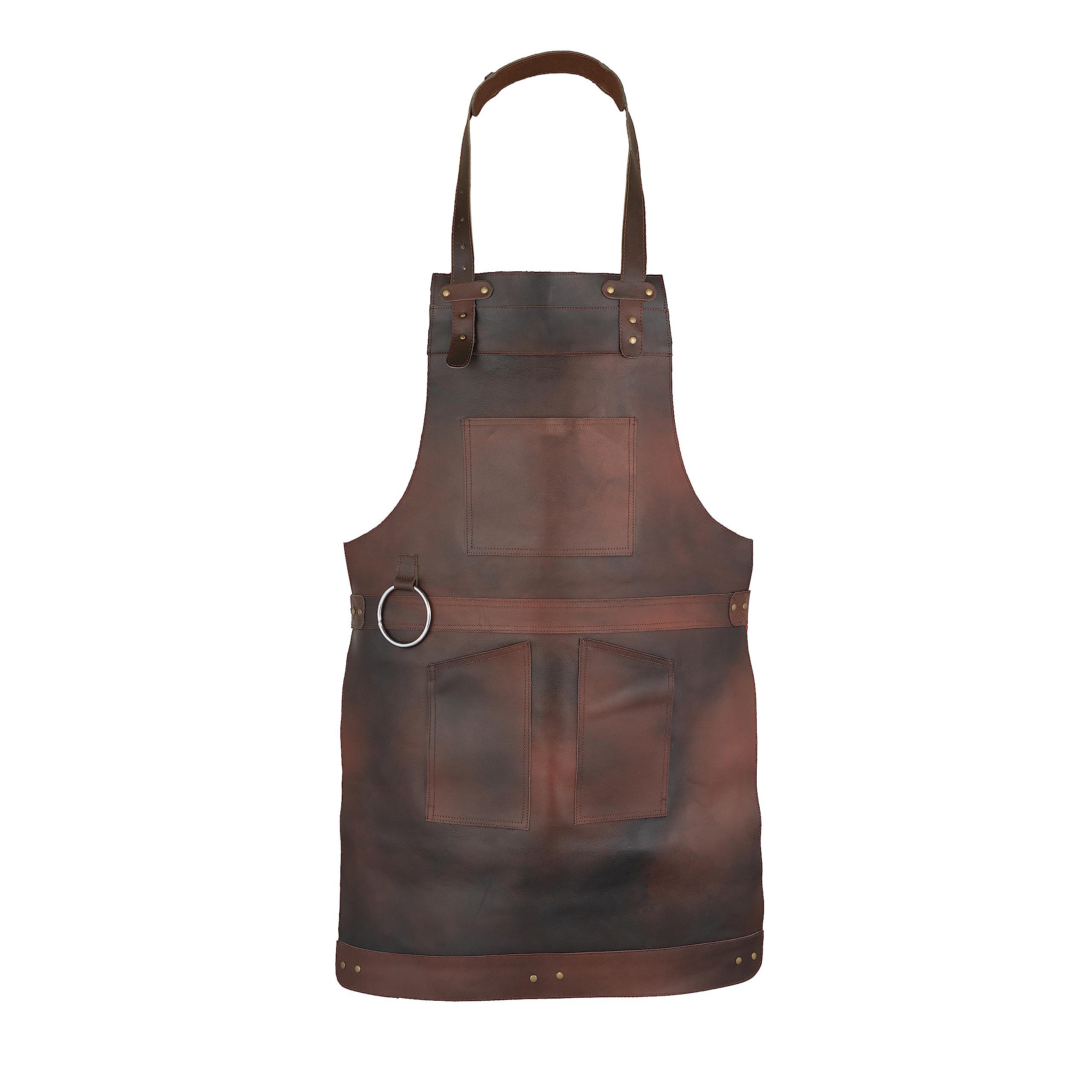 Leathershire Dark Brown Full Grain Leather Apron Butcher -Cook -BBQ -Cooking - Wood work - Cheff - BBq Grill Gift