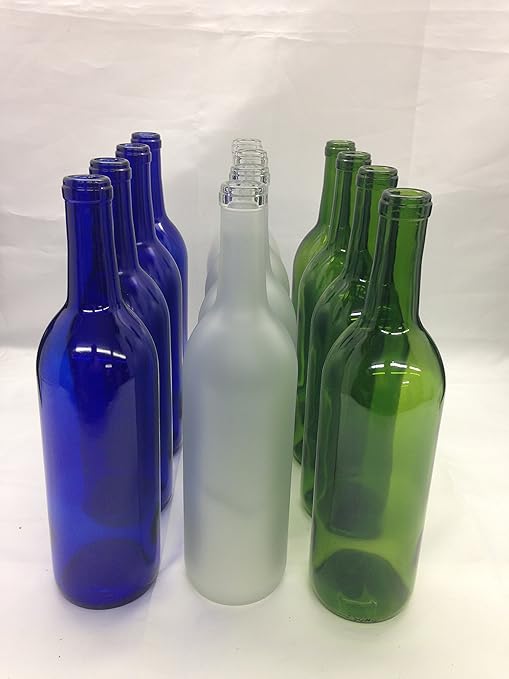 Amazon Com 12 Assorted 750ml Bottles 4 Blue 4 Frosted 4 Green