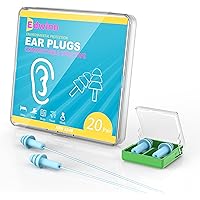 20-Pairs Reusable Silicone Earplugs - Edwinn Corded & Uncorded Noise Cancelling Ear Plugs for Sleeping, Work, Swimming…