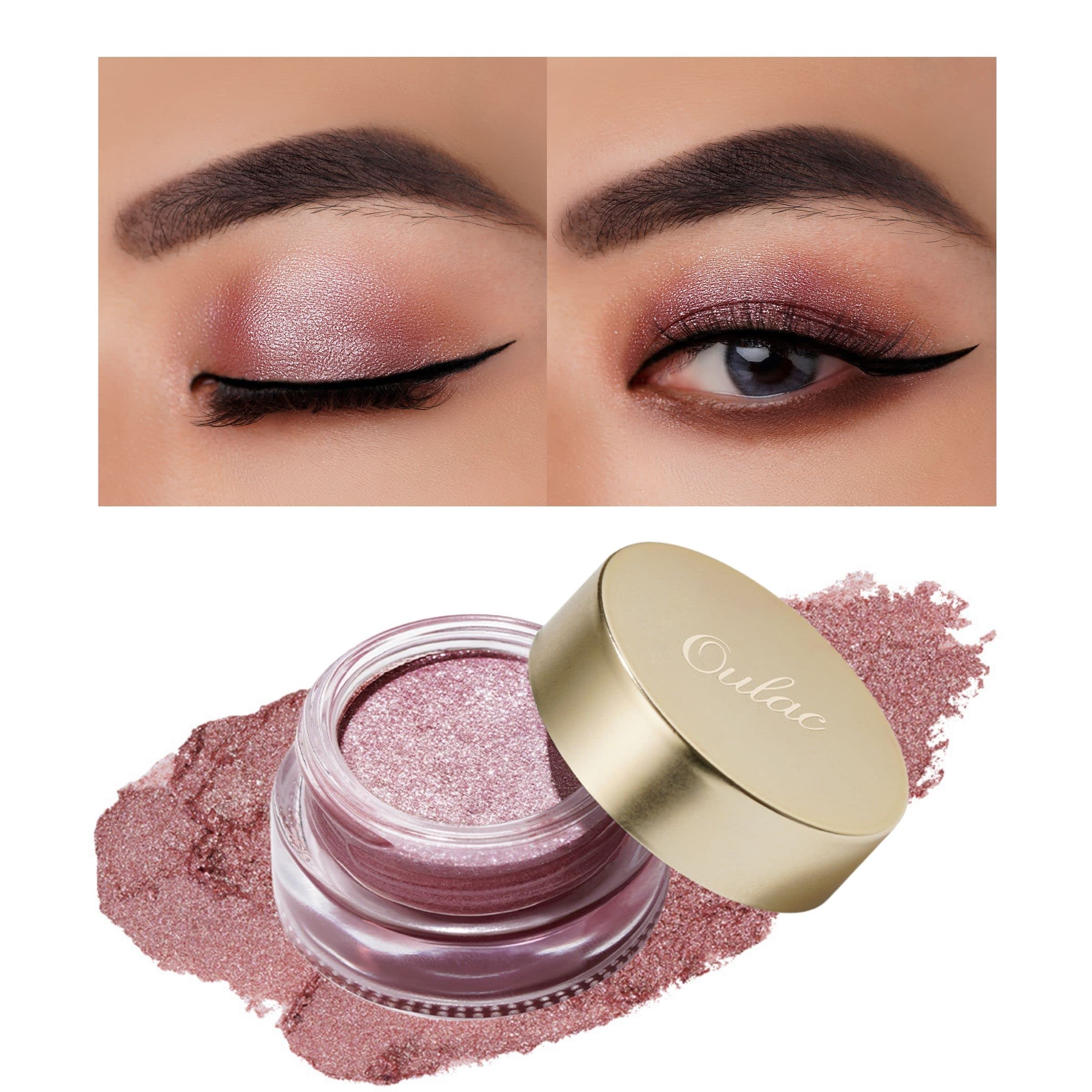OULAC Cream Eyeshadow, Glitter Pink Eyeshadow, Holds Makeup For 12 Hours +, Waterproof and Sweatproof, Crease Resistant, Vegan | 06g, Lustering (12) — image 1