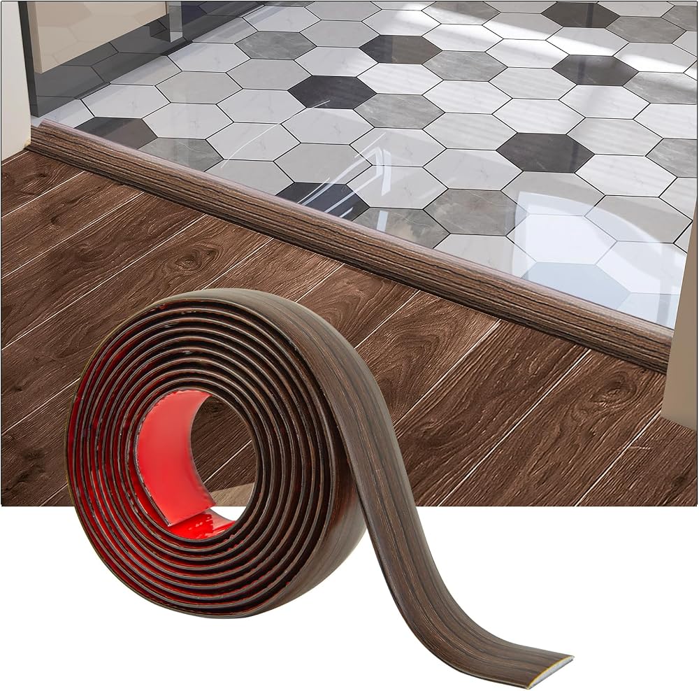 Art3d Brown Self-Adhesive Vinyl Floor Transition Strip 4 FT 1.57in Wide Flat
