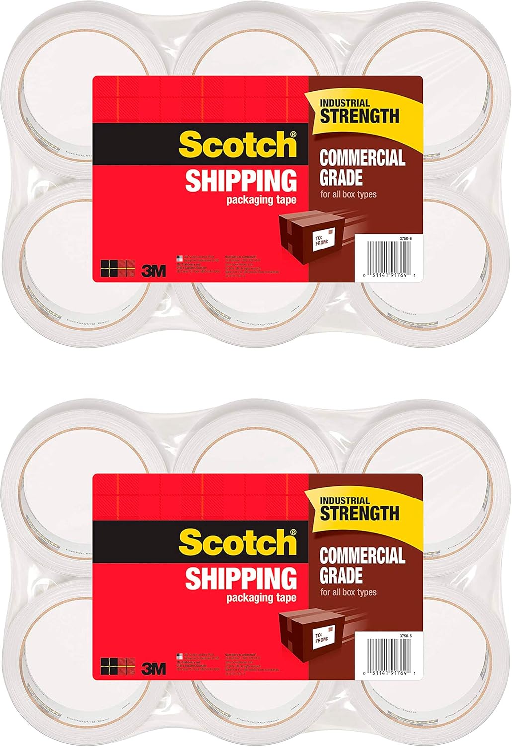 Amazon Co Jp Scotch 商用グレード 梱包テープ 6ロール 優れた保持力 芯3インチ 1 インチ X 54 6 ヤード 3750 6 2パック 文房具 オフィス用品