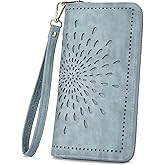 APHISON Wallet Women Large Capacity Clutch Purse For Ladies Card Holder RFID Wristlet Phone Zipper Coin Travel Pocket