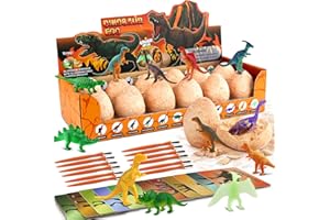 Zippytots Dino Eggs Excavation Dig Kit-12 Unique Dinosaur Eggs with Educational Learning Cards -Easter Eggs STEM Science Activities - Educational Toy Gift for Kids Boys Girls Age 3+