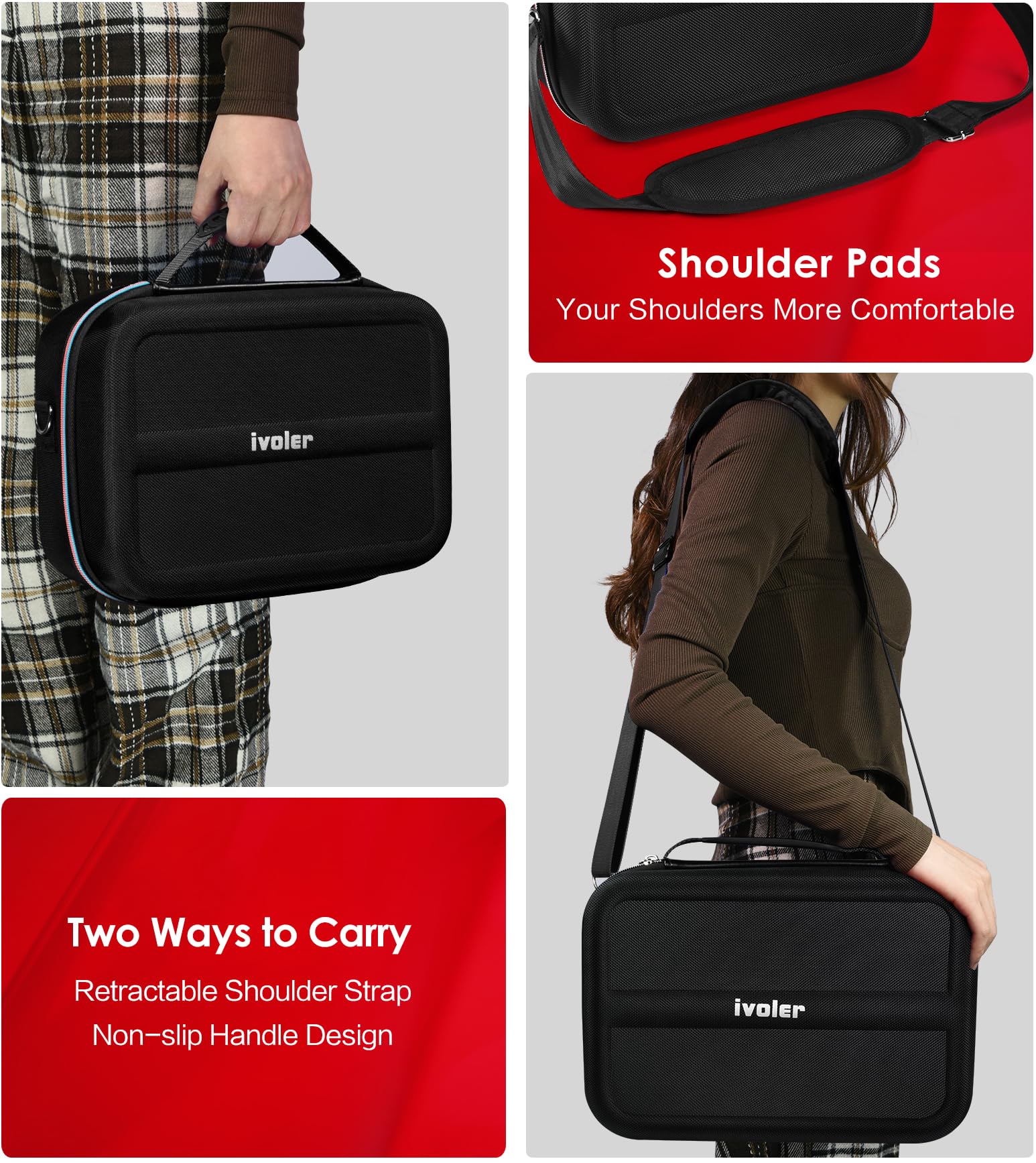 ivoler Carrying Storage All in One Case for Nintendo Switch 2 (2025),Portable Travel All Protective Hard Messenger Bag Soft Lining 20 Games for Switch 2 Console Pro Controller Accessories Black