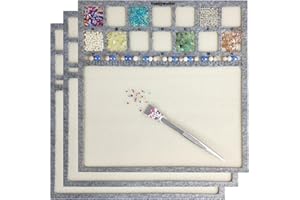 hobbyworker The Bead Mat 3 Pcs Set(M) Soft Perfect Stable,Surface Flocking with Centimeter Scale and Stainless Steel Handy Tweezers with Scoop for Jewelry Making Beading Supplies