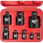 BOEN 8 Piece Impact Socket Adapter and Reducer Set, 1/4" 3/8" 1/2" 3/4" Drive Socket Adapter Set with Durable Case for Impact Driver Conversions (Upgraded)