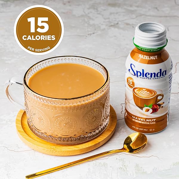SPLENDA SUGAR FREE, LOW CALORIE HAZELNUT COFFEE CREAMER, 8 FL OUNCES BOTTLE