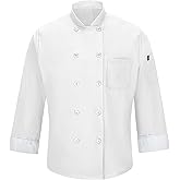 Red Kap Men's Long Sleeve Ten Button Chef Coat with Mimix and Oilblok