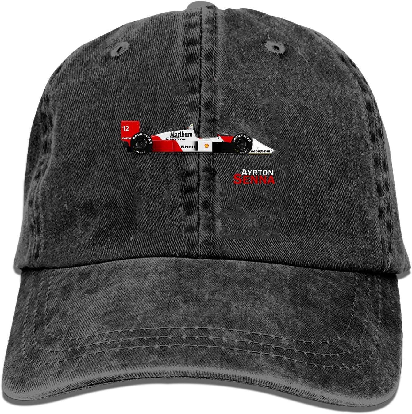 Black Baseball Cap-Ayrton Senna Mclaren Mp Trucker Hat Washed Cotton Vintage Adjustable Dad Hat