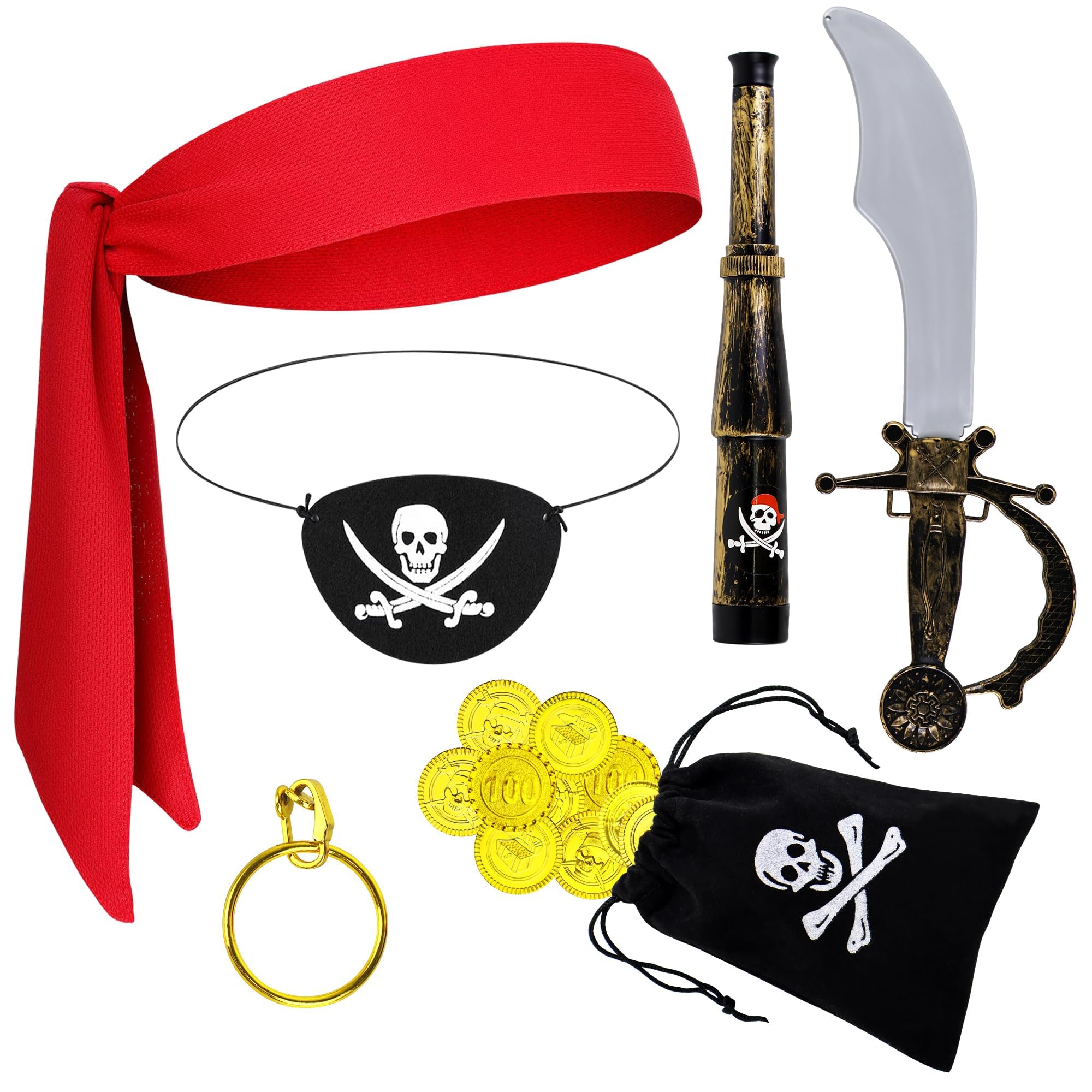 Orgoue Kids Pirate Costume Accessories, Captain Costume Outfit for Boys Girls for World Book Day Halloween Role Play Cosplay