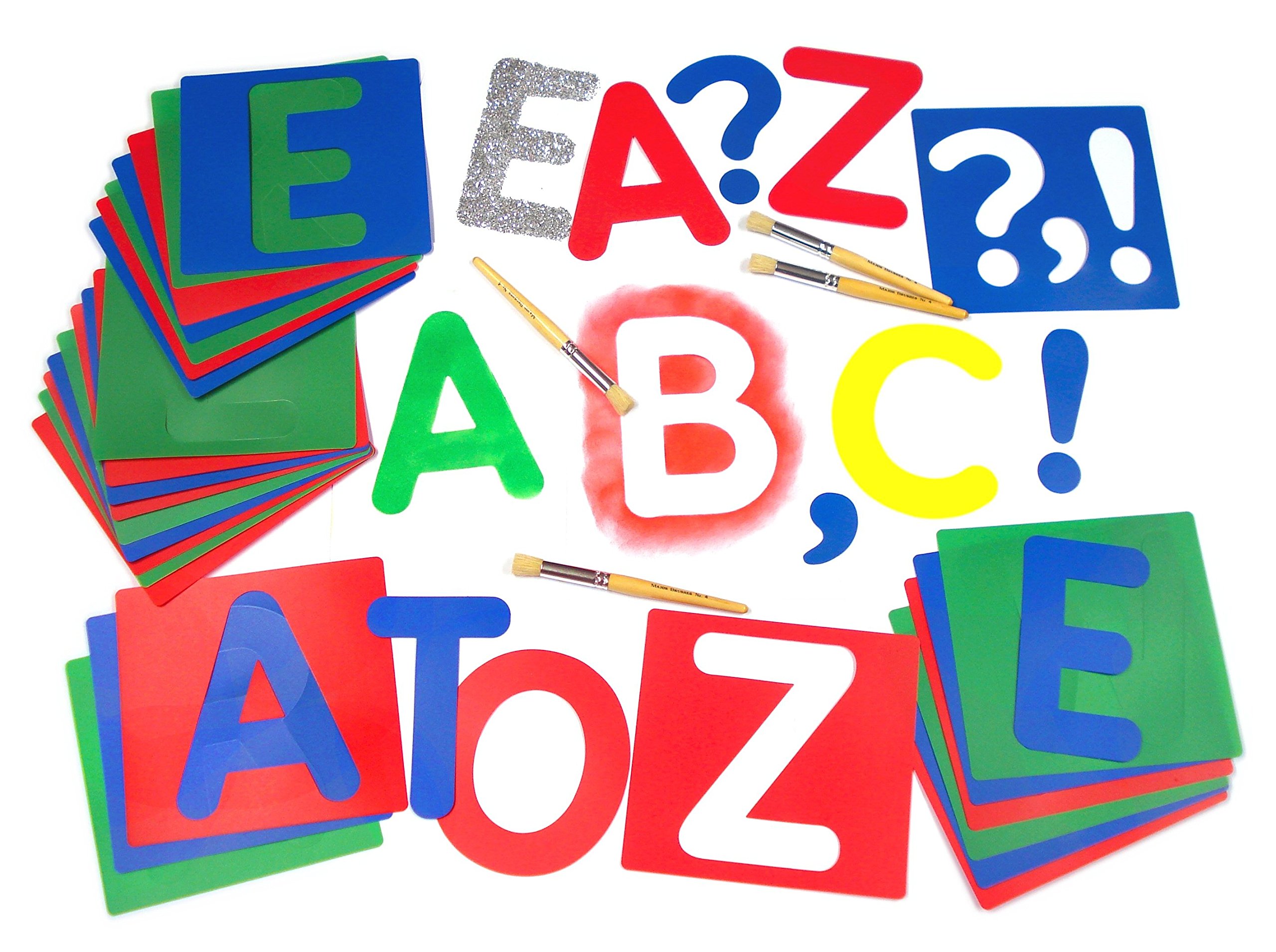 Major Brushes Washable Upper Case Letter Stencils - Pack of 27
