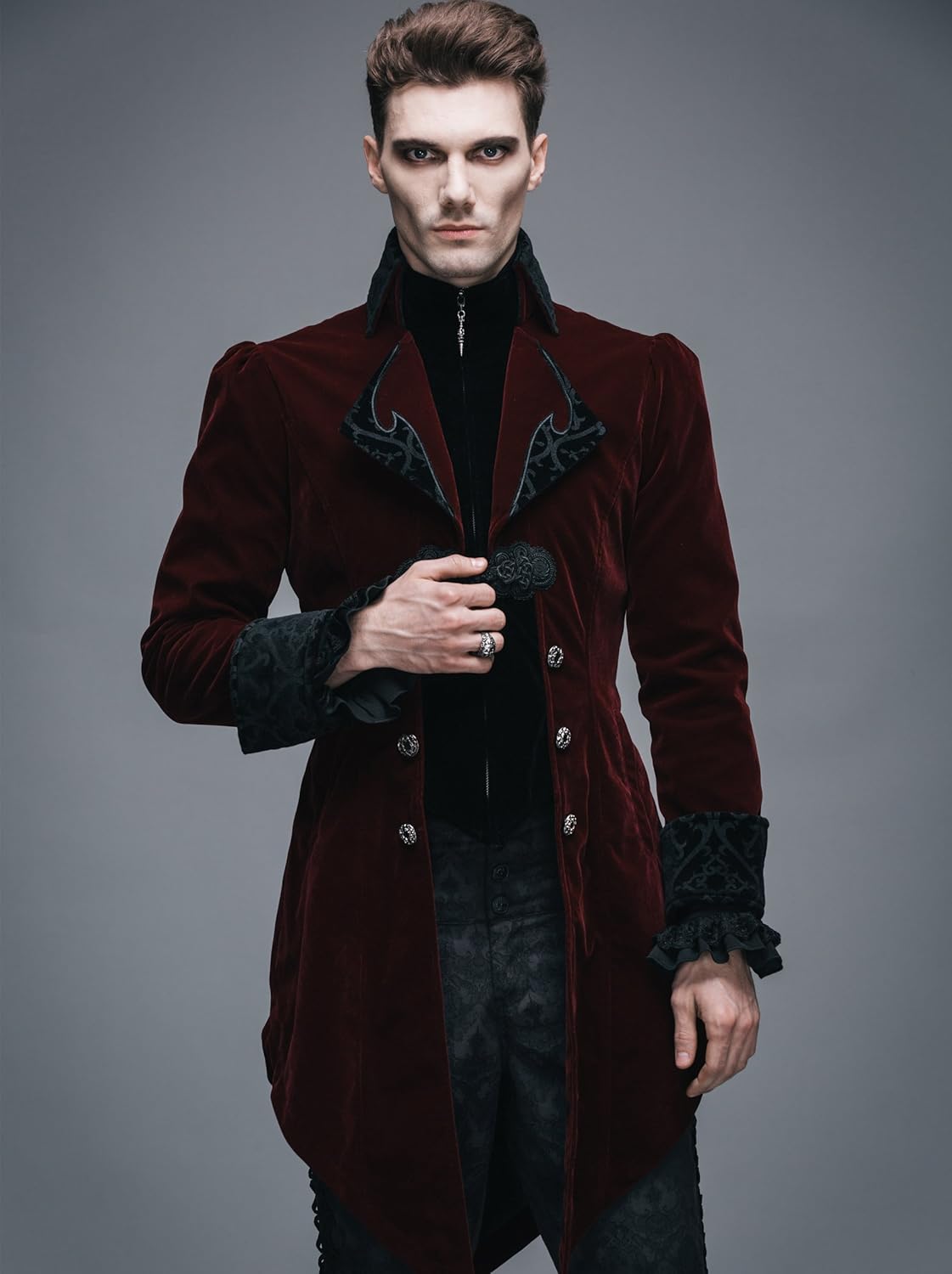 Steampunk Coat Gothic Clothing Cyberpunk Clothes Punk Jacket Renaissance Costume (L): Clothing