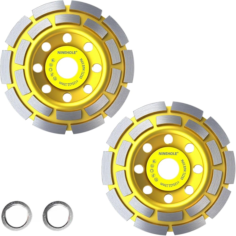 Ninehole 125mm Diamond Cup Wheel 22.23mm Bore Double Row Grinding Disc Stone