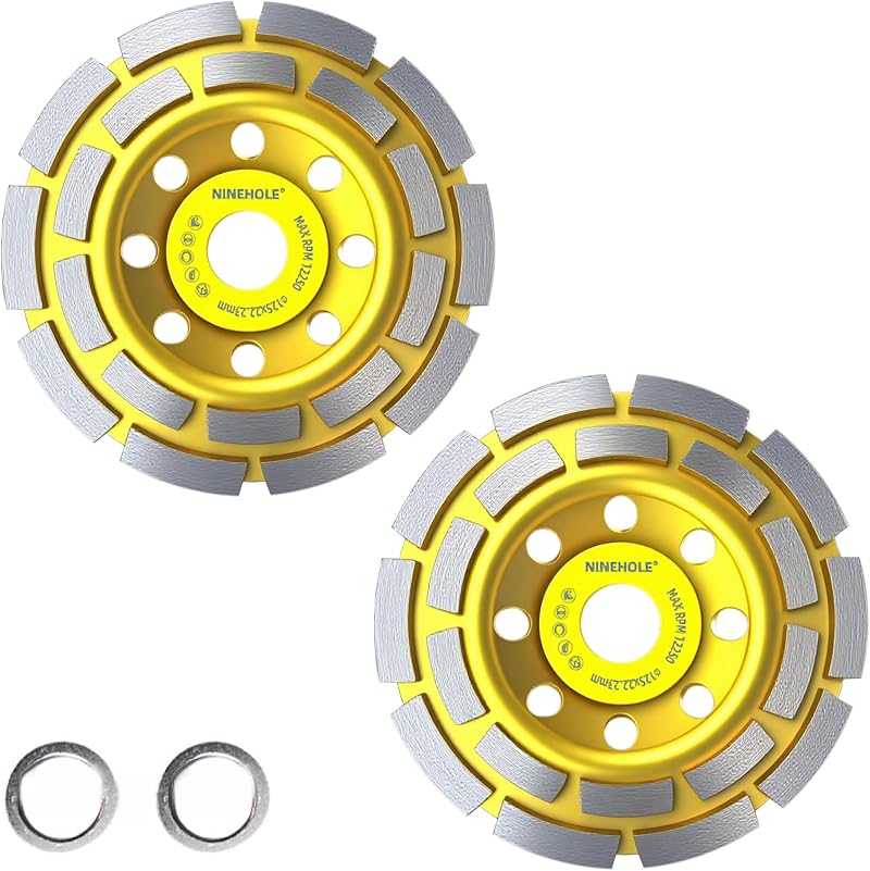 Ninehole 125mm Diamond Cup Wheel 22.23mm Bore Double Row Grinding Disc Stone