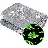 Glow in The Dark Blanket Dinosaur Throw Blanket for Boys Kids Soft Warm Cozy Cute Dino Blanket Unique Dinosaurs Toys Gifts Gray Glowing Dinosaur Room Decor Blankets for Girls Teens 50"x60"