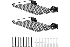TORACK 2 Pack Wall Mounted Storage Shelves, 23.5" x 12" Wall Shelf for Garage, Closet, Laundry Room, Heavy Duty Garage Wall Shelving, Holds Up to 65 lbs(Black)