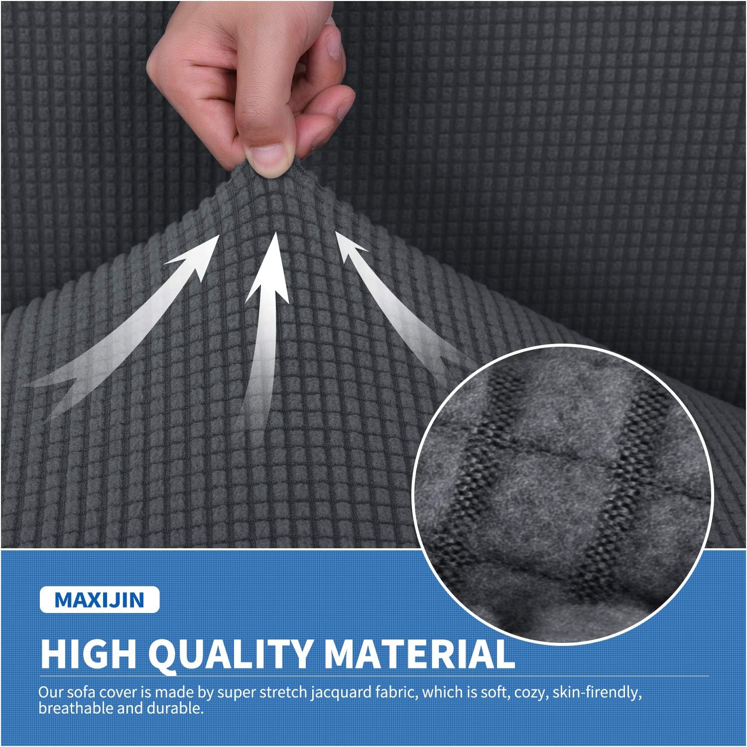 MAXIJIN Super Stretch Dining Room Chair Cover Jacquard Spandex Dining Parsons Chair Slipcover Removable Chair Protector Covers for Dining Room,Hotel,Kitchen,Ceremony (Grey - Image 5