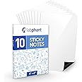 labphant Dry Erase Sticky Notes - 10 Pack of 4x6 Inch; Adhesive Free Reusable Whiteboard Stickers for Smooth Surfaces; No More Paper Post Notes - Reusable Home and Office Product (White, 4 x 6)