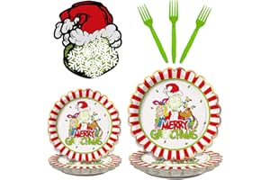 Arsemica Funny Christmas Party Plates and Napkins Set, 96 Pcs Christmas Dinnerware Set Paper Plates Cocktail Napkins Forks, Holiday Birthday Party Supplies, Xmas Tableware Decor Favors