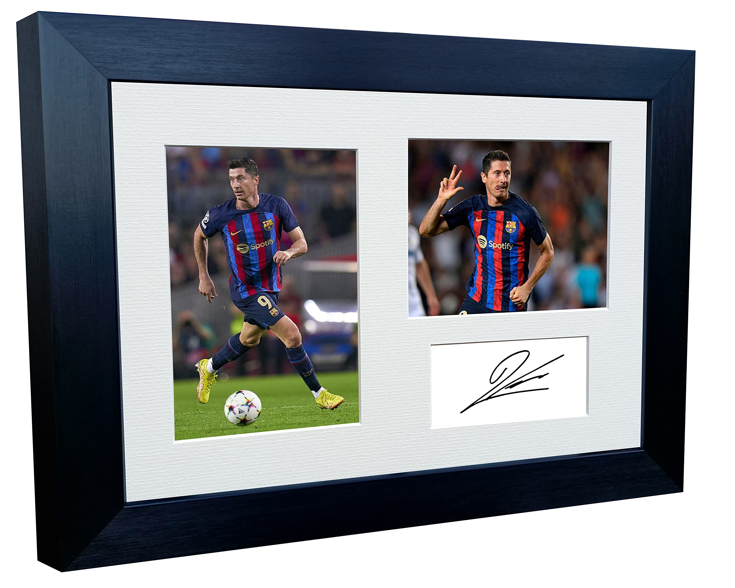 Kitbags & Lockers Robert Lewandowski Barcelona 2022/23 Triple Autographed Signed 12x8 A4 Photo Photograph Picture Frame Football Soccer Poster Gift