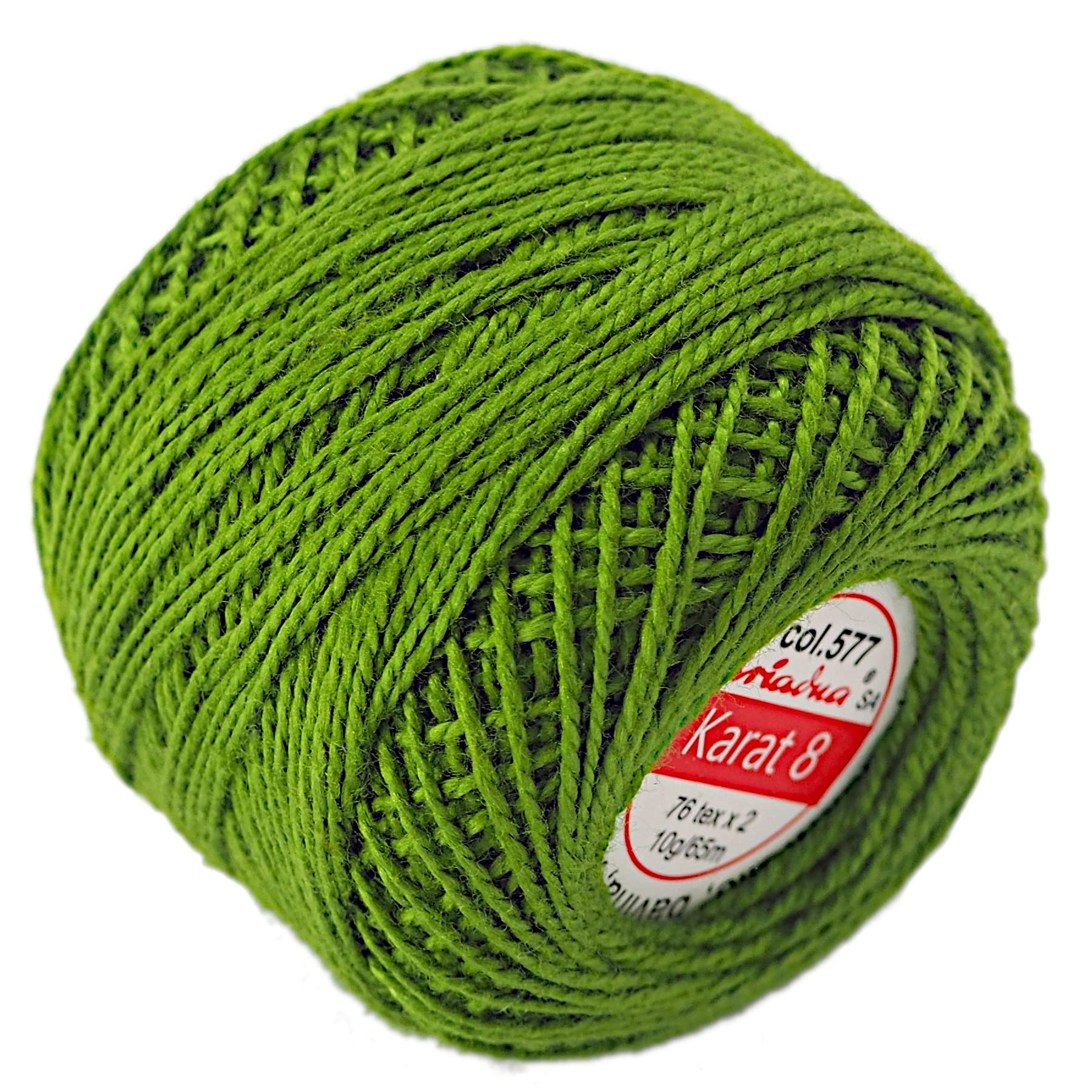 Cotton Crochet Embroidery Yarn 71yd/65m Quality Ball 0.35oz/10g Thread Floss Size 8 (Grass 577) — image 1