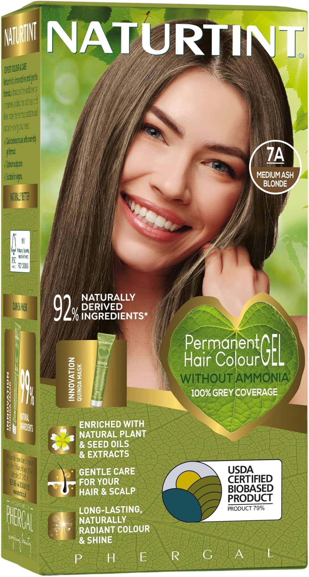 Naturtint Permanent Hair Colour Gel 7A Medium Ash Blonde 60ml