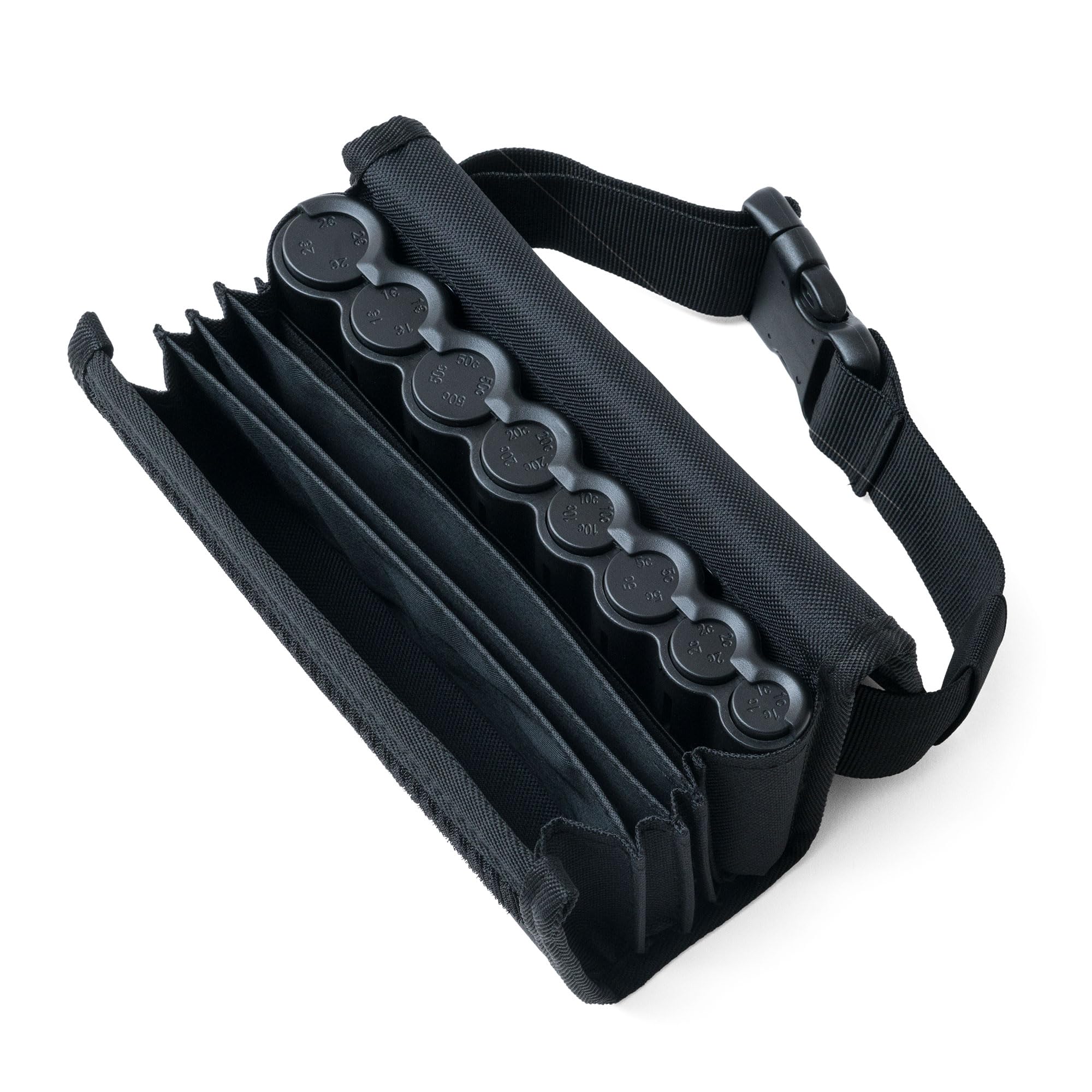 Securina24 Waiter's Bag with 8 Compartments Euro Money Changer - Carry Strap Black