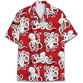 Vintage Version Funny Hawaiian Horror Halloween Tropical Flower Beach Gift Casual Short Sleeve Button Shirt
